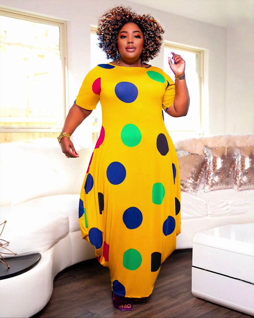 Priscilla Polka Dot Dress Yellow
