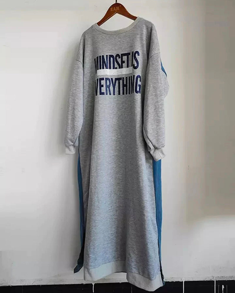 Mindset is Everything Denim Dress GREY One Size fits up to 2XL