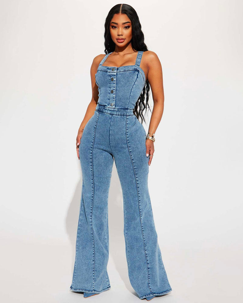 Taylor Denim Flare Bottom Jumpsuit 2XL