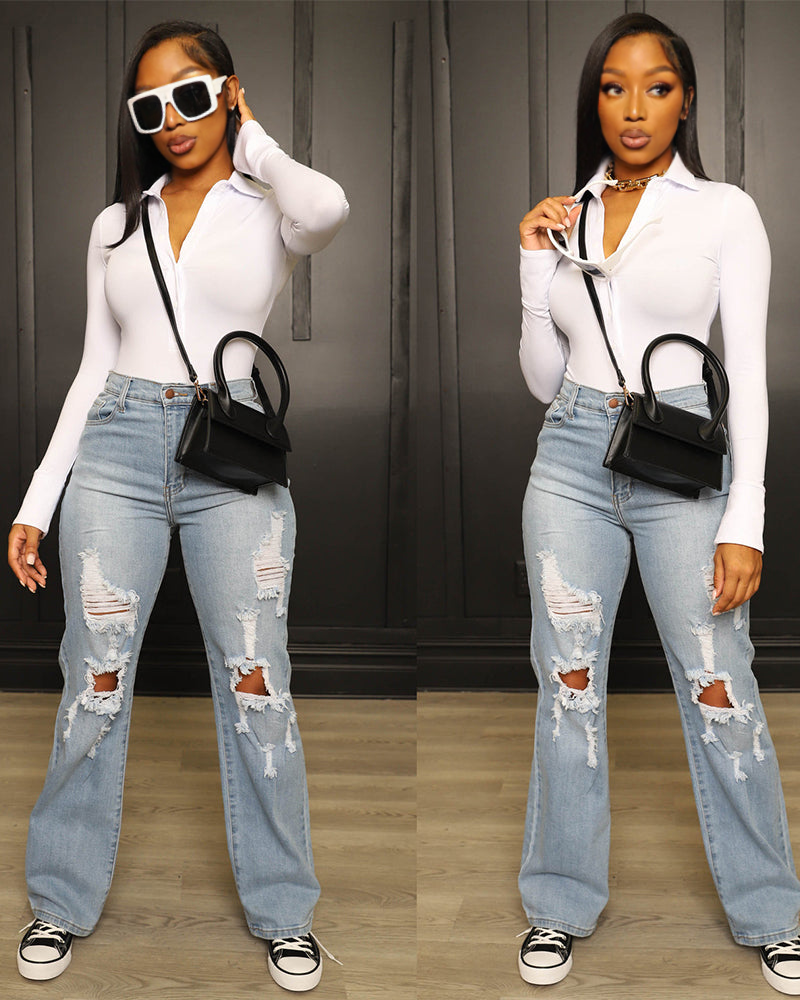 Denim Street Style Jeans Blue