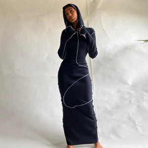 Patchwork Hooded Autumn Dress