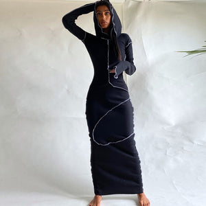 Patchwork Hooded Autumn Dress