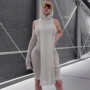 Asymmetric Skinny Hooded Dress