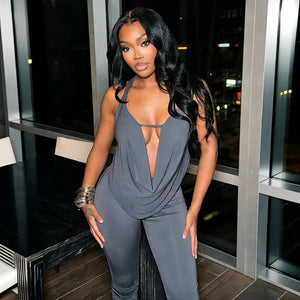 Halter Plunge Drape Set