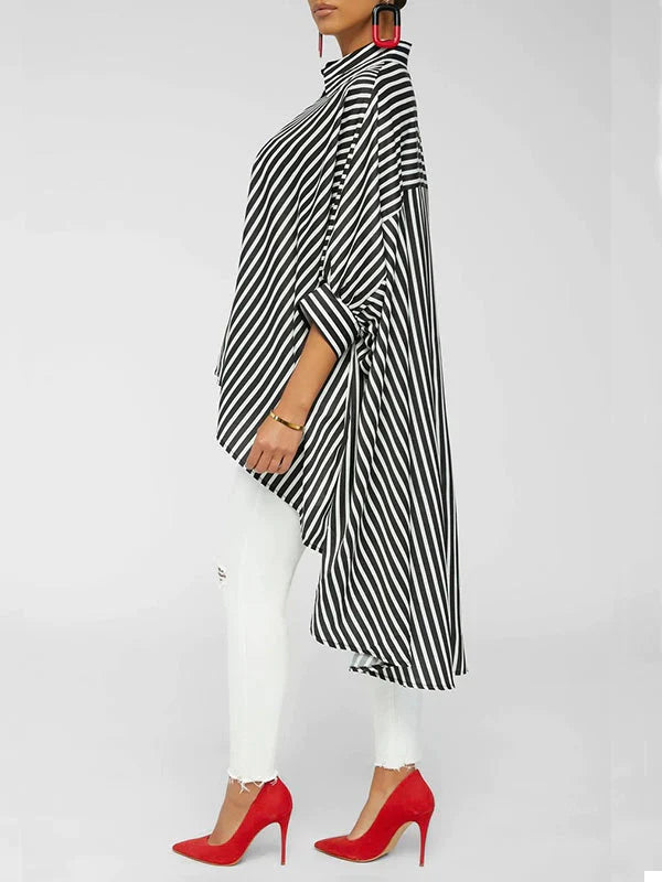 Chemise à rayures hautes-basses