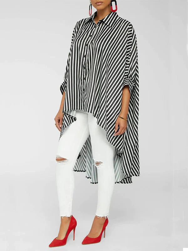 Chemise à rayures hautes-basses