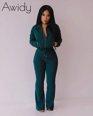 Alexis Flare 2pc Jogger Set Dark Green