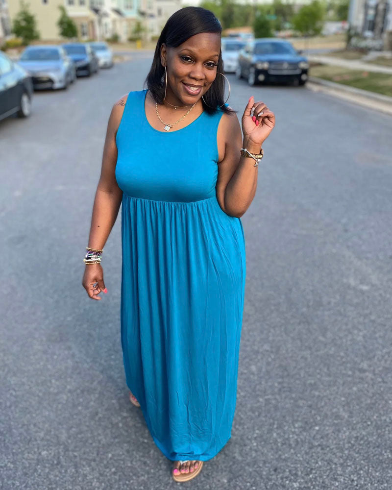 Lily Sleeveless Maxi Dress Lake Blue