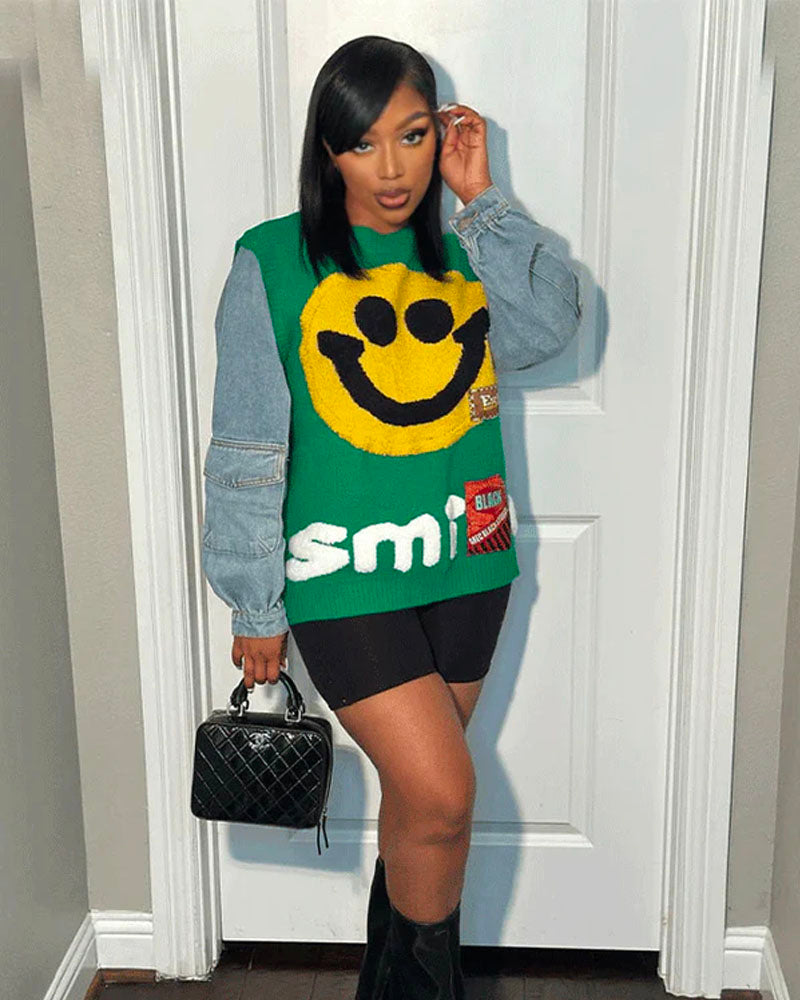 Smile For Me Denim Sweater